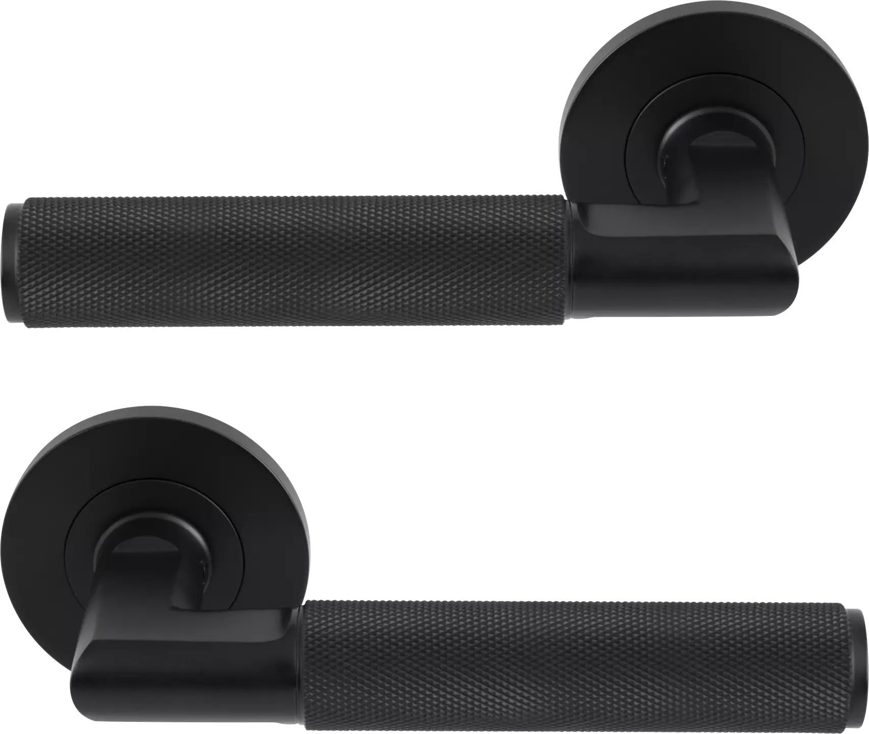 Lumina Rose Lever Handles - Diamond Knurl   - BLK