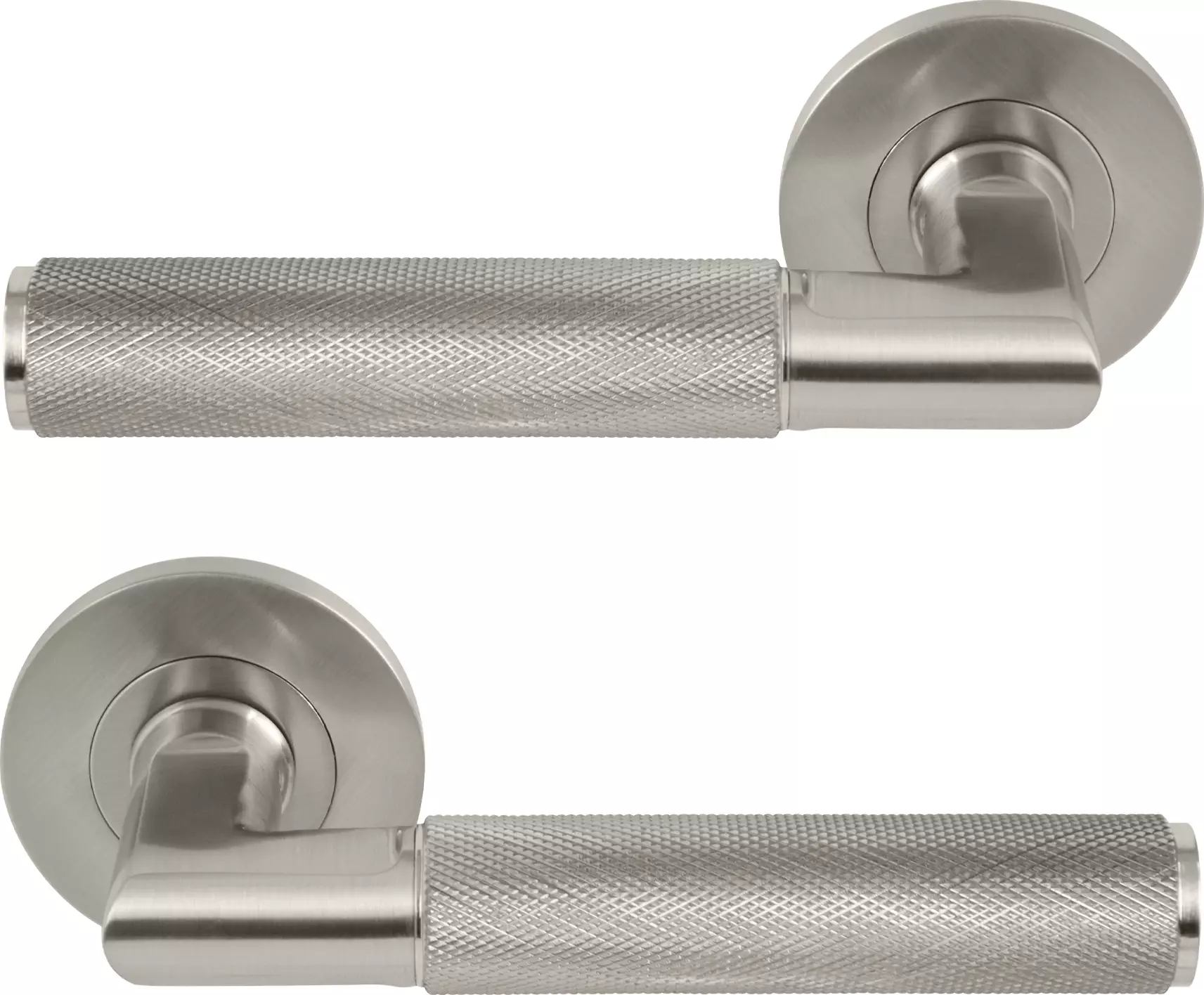 Lumina Rose Lever Handles - Diamond Knurl   - BN