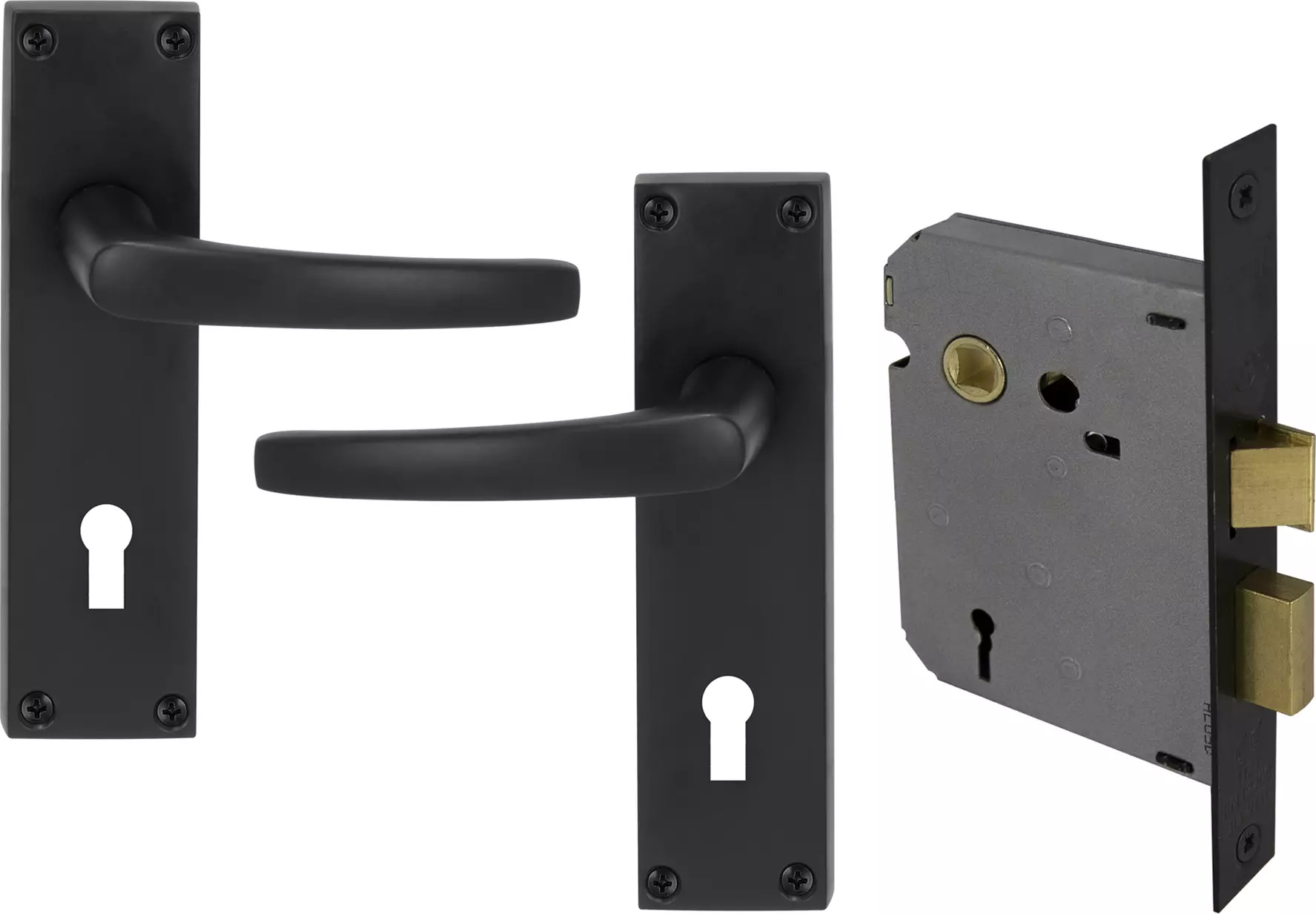 Contract Entrance Handle & 3 Lever Lock Kit - BLK