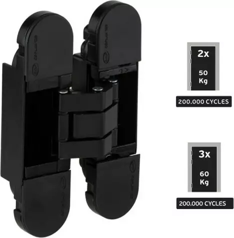 Coplan 120 - 50kg -Concealed 3D Adjustable Hinge - Black