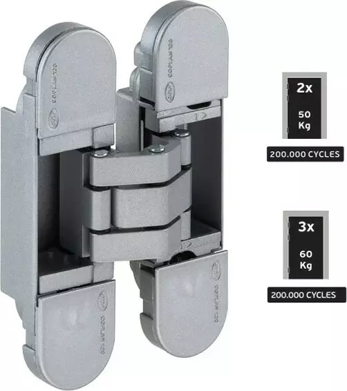 Coplan 120 - 50kg -Concealed 3D Adjustable Hinge - Silver