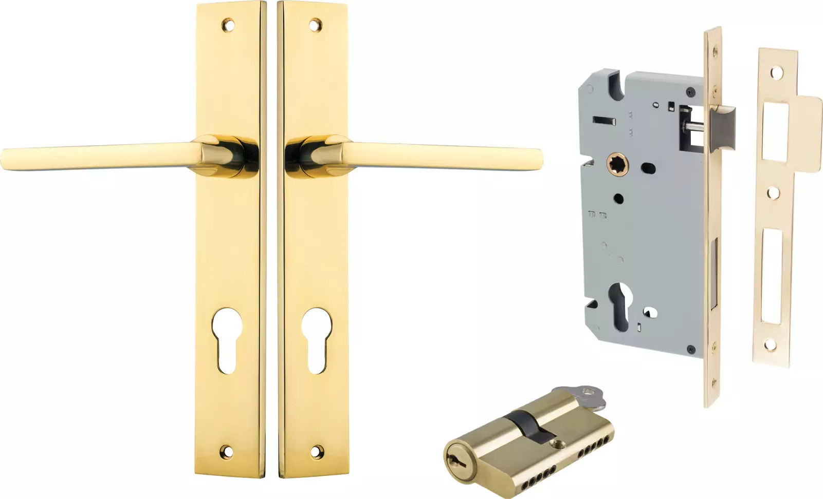 Baltimore Lever - Rectangular Entrance Set - Key / Key - PB
