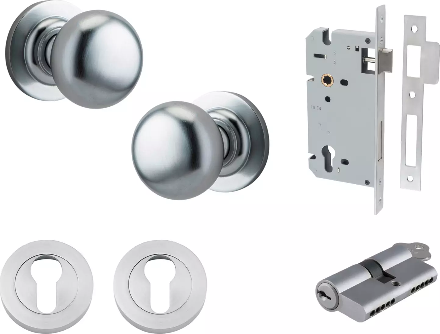 Cambridge Knob - Round Rose Entrance Set - Key / Key  - SC