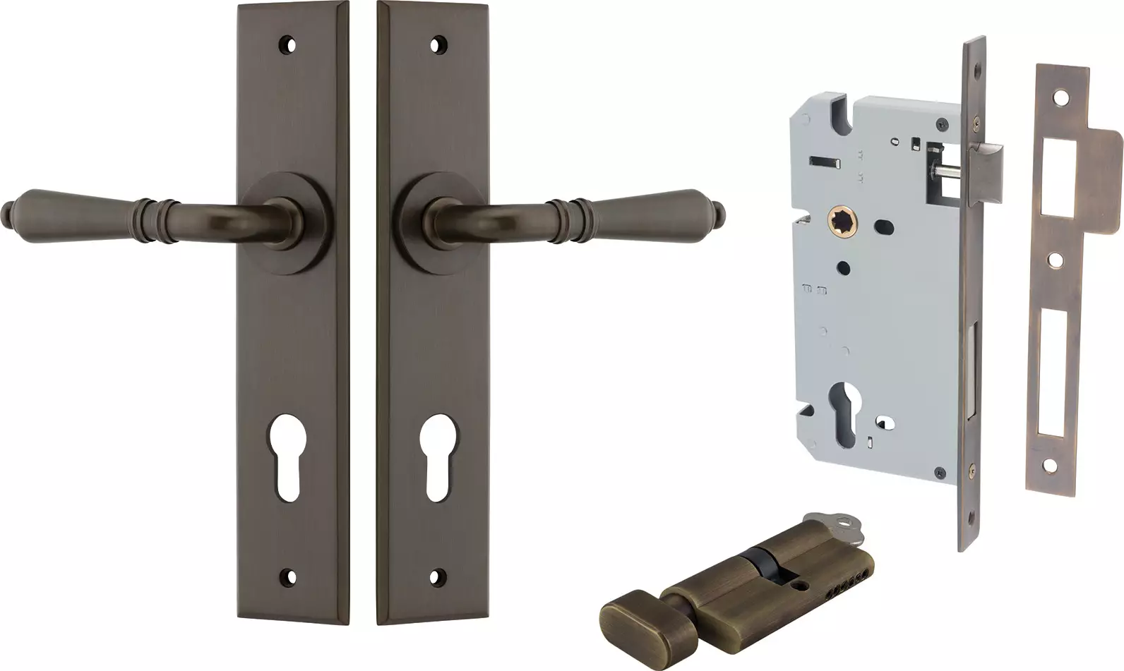 Sarlat Lever - Chamfered Entrance Set - Key / Turn - SB