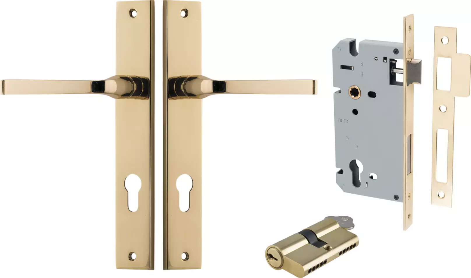 Annecy Lever - Rectangular Entrance Set - Key / Key - PB