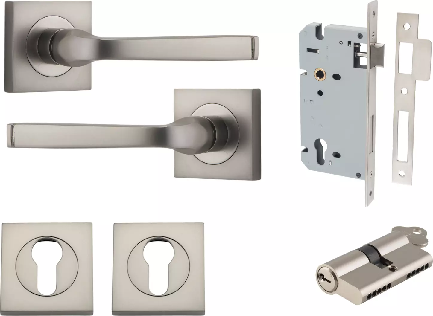 Annecy Lever - Square Rose Entrance Set - Key / Key - SN