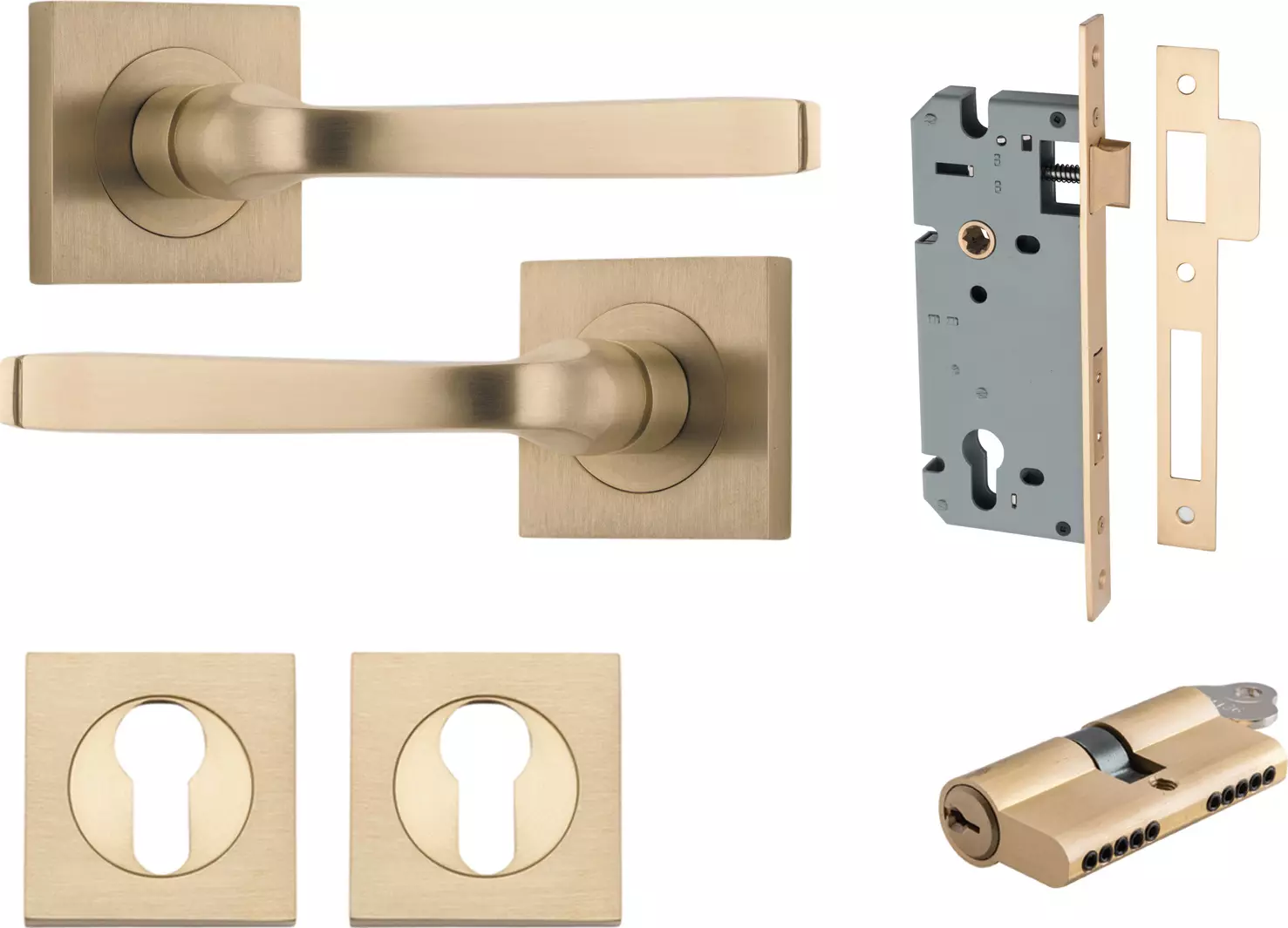 Annecy Lever - Square Rose Entrance Set - Key / Key - BB