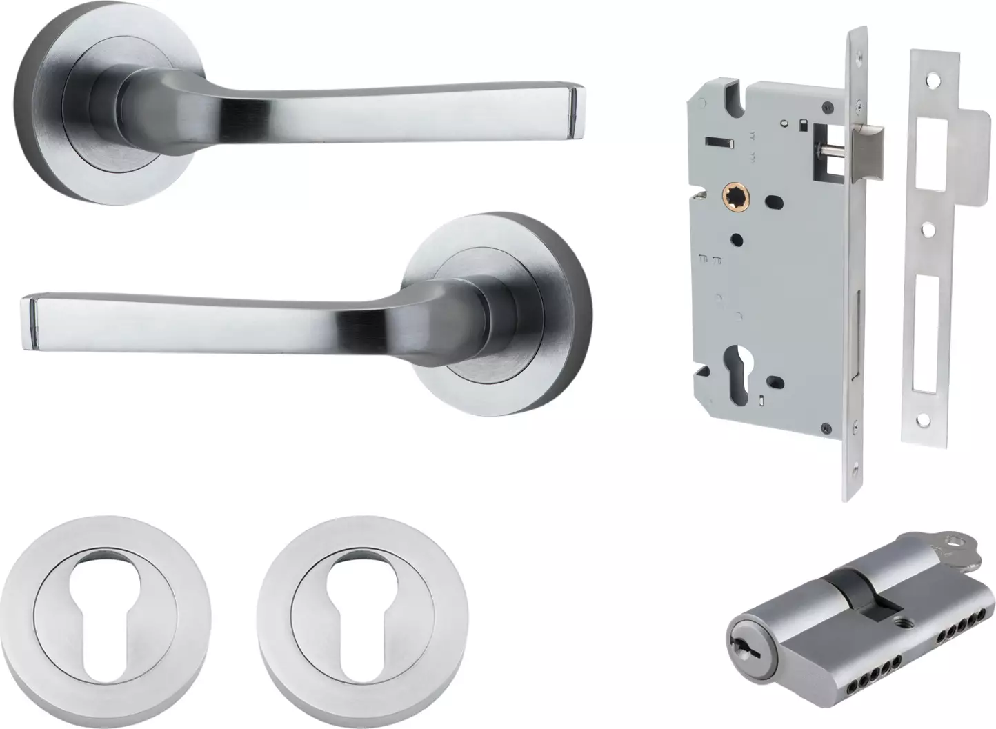 Annecy Lever - Round Rose Entrance Set - Key / Key - SC