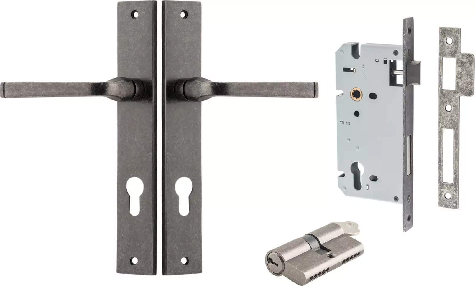 Annecy Lever - Rectangular Entrance Set - Key / Key - DN