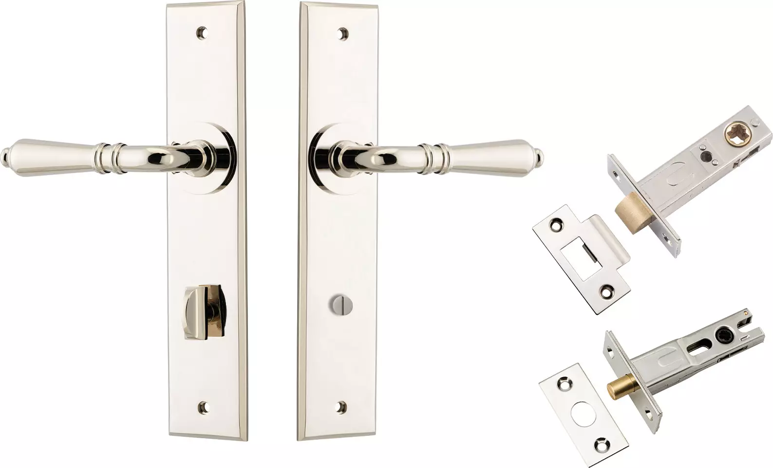 Sarlat Lever - Chamfered Privacy Set - PN