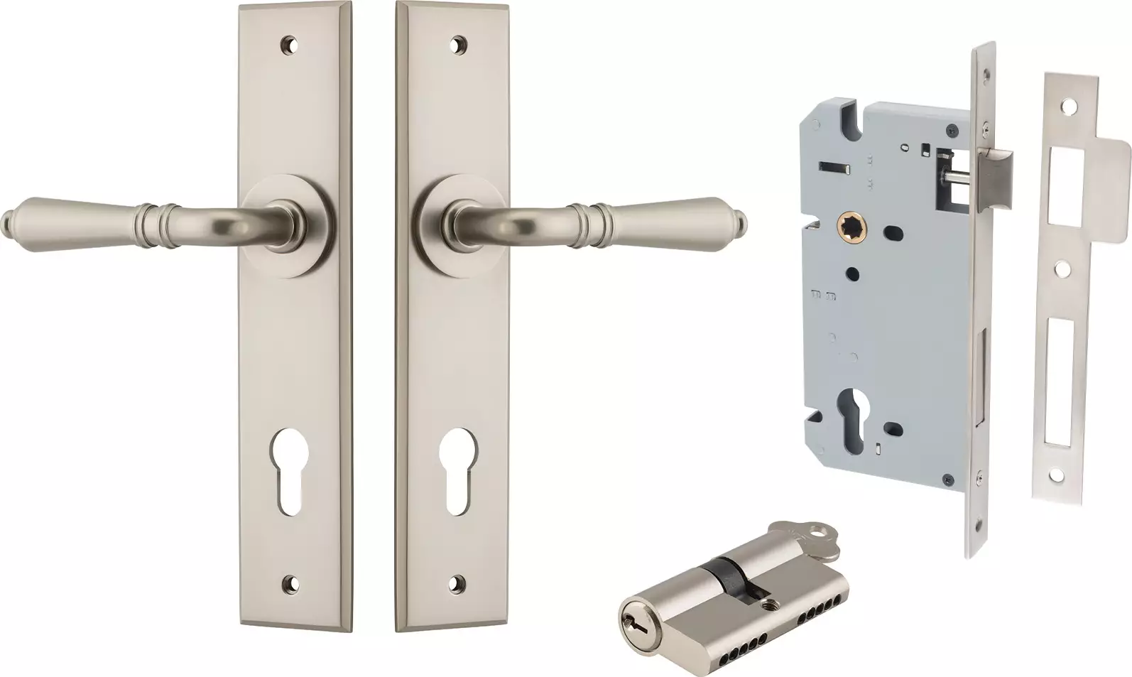 Sarlat Lever - Chamfered Entrance Set - Key / Key - SN