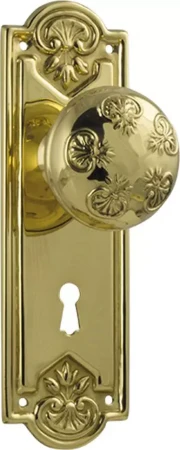 Nouveau 188 x 58mm Knob on Std Keyhole Plate Set - PB