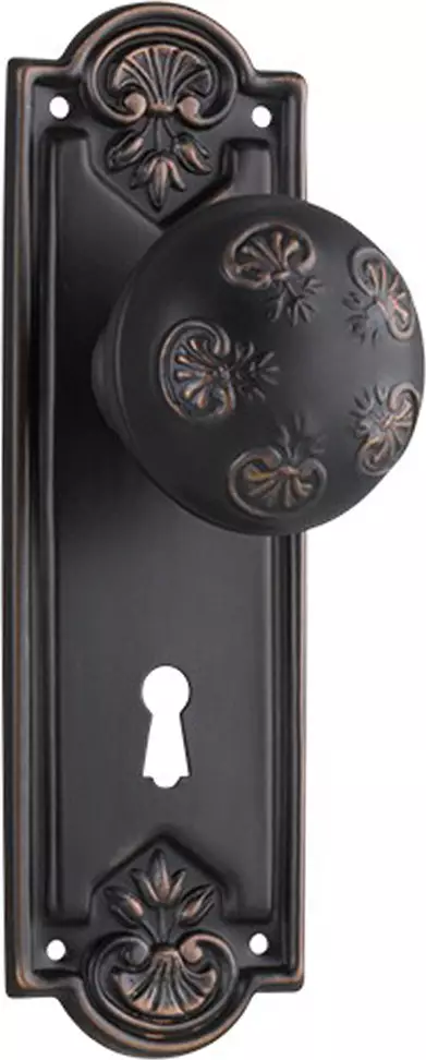 Nouveau 188 x 58mm Knob on Std Keyhole Plate Set - AC