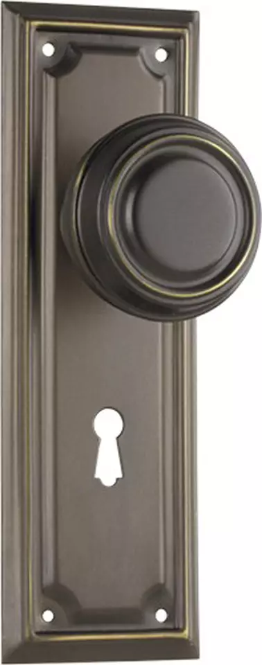 Edwardian 185 x 60mm Knob on Std Keyhole Plate Set - AB