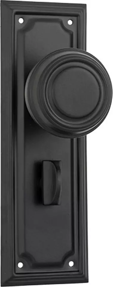 Edwardian 185 x 60mm Knob on Privacy Plate Set - MB