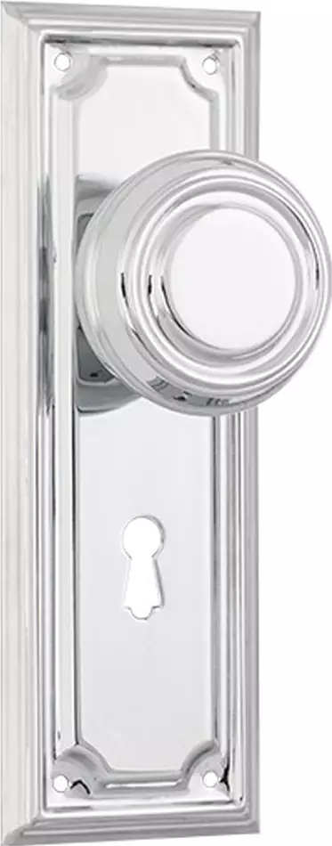 Edwardian 185 x 60mm Knob on Std Keyhole Plate Set - CP
