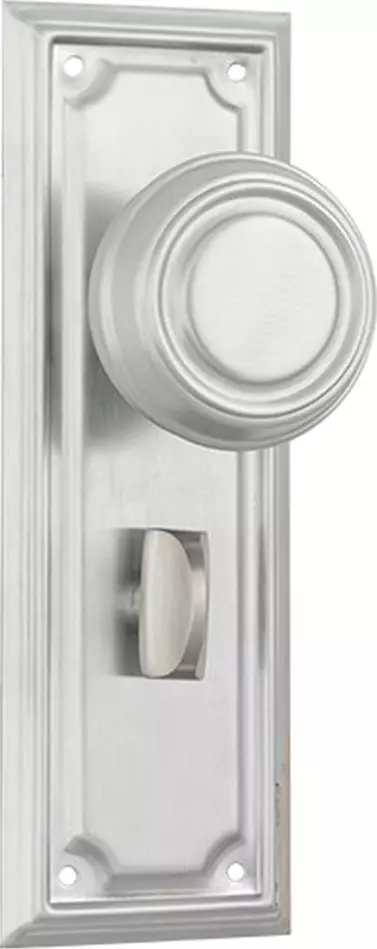 Edwardian 185 x 60mm Knob on Privacy Plate Set - SC