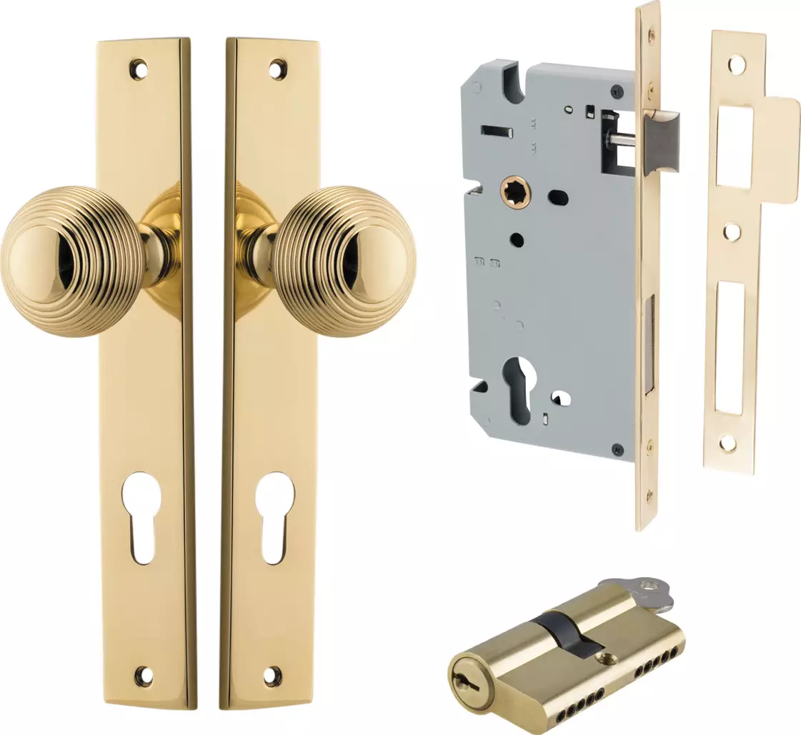 Guildford Knob - Rectangular Entrance Set - Key / Key - PB
