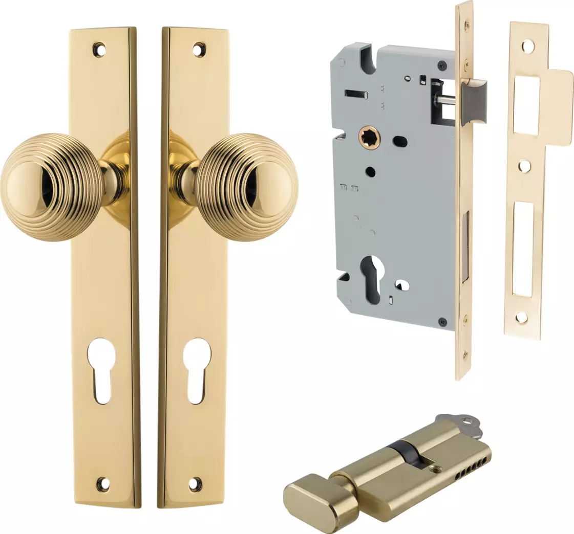 Guildford Knob - Rectangular Entrance Set - Key / Turn - PB