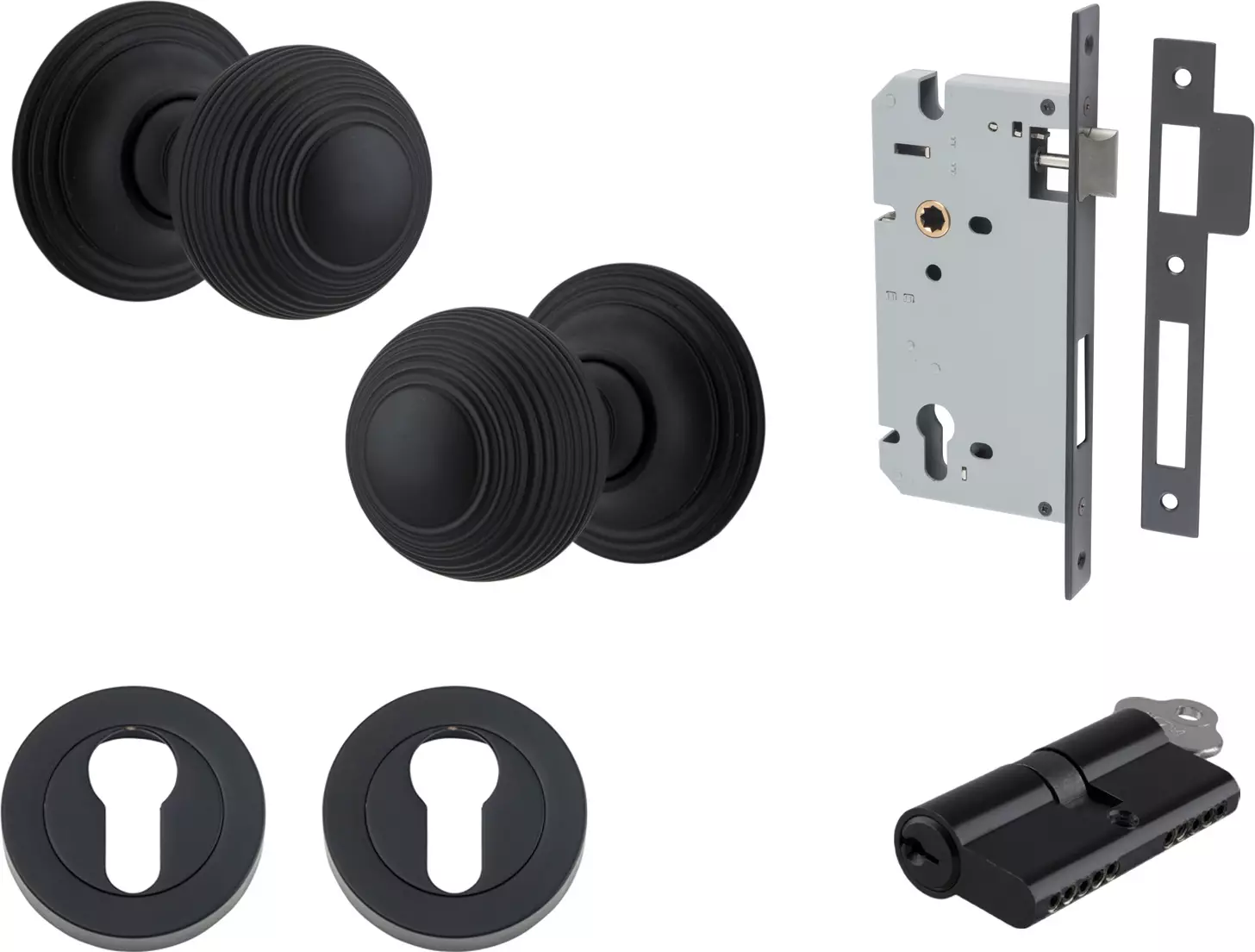 Guildford Knob - Round Rose Entrance Set - Key / Key - MB