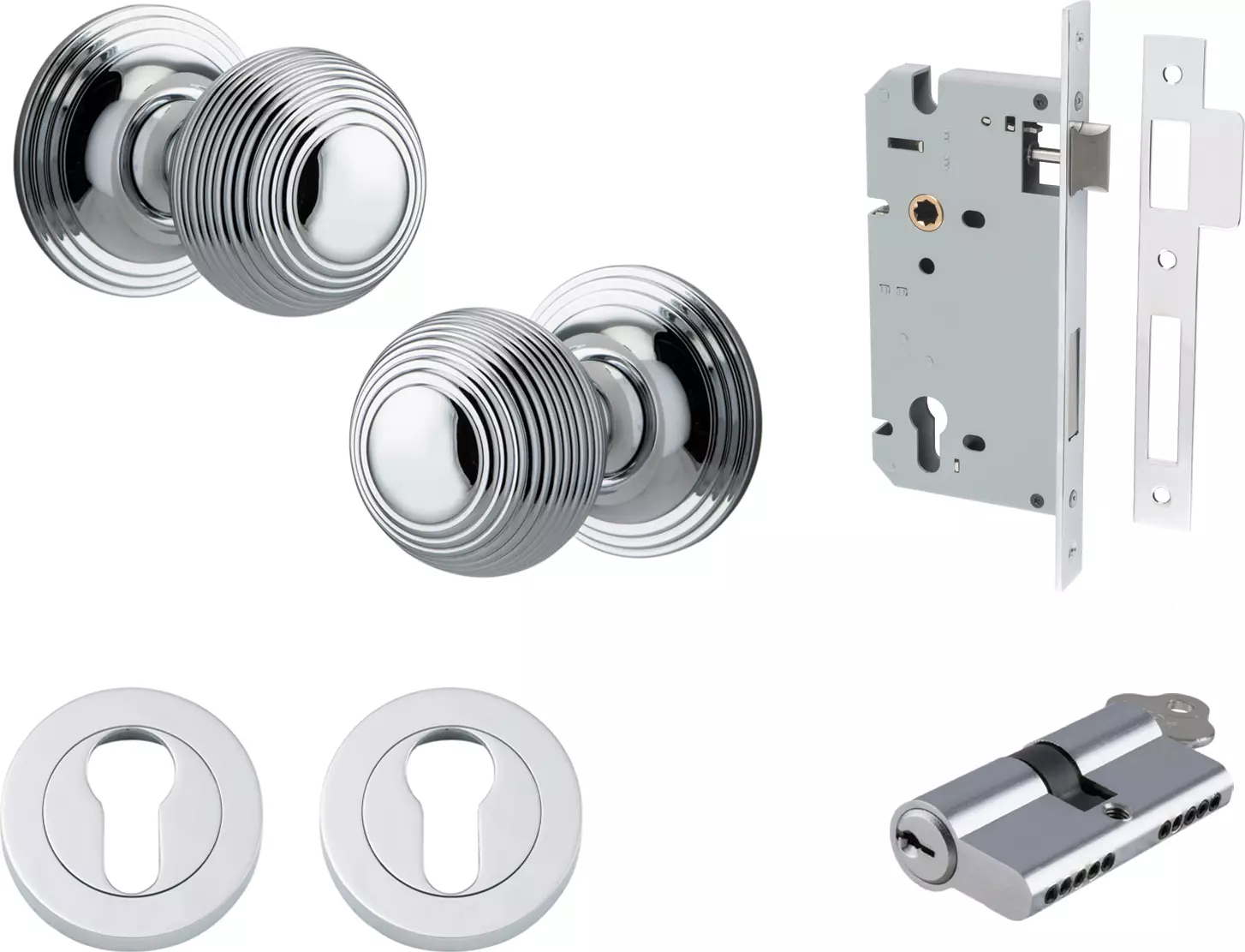 Guildford Knob - Round Rose Entrance Set - Key / Key - CP