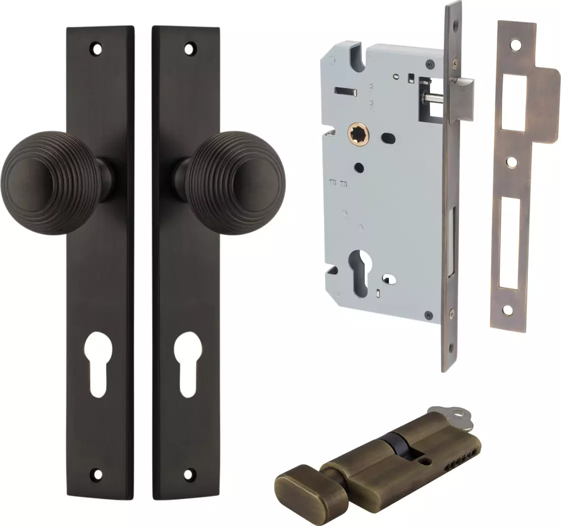 Guildford Knob - Rectangular Entrance Set - Key / Turn - SB