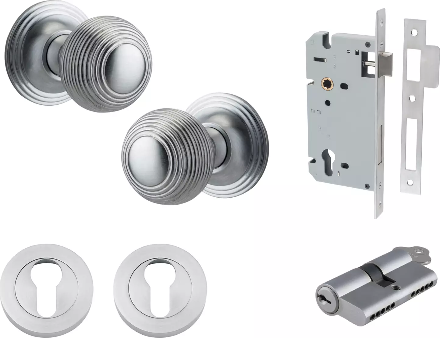 Guildford Knob - Round Rose Entrance Set - Key / Key - SC