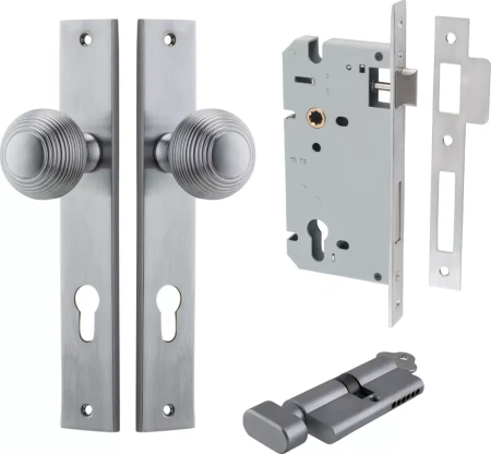 Guildford Knob - Rectangular Entrance Set - Key / Turn - SC