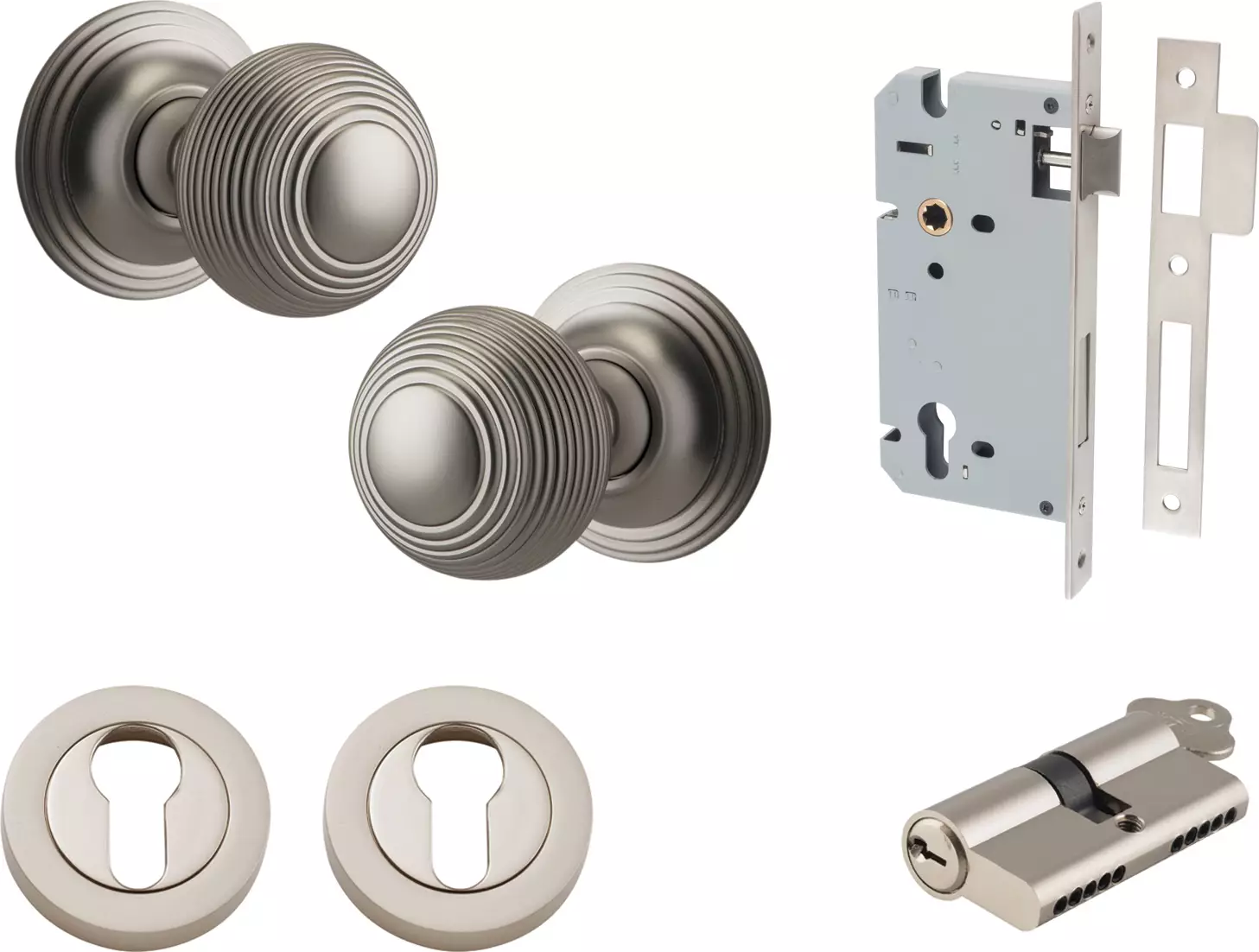 Guildford Knob - Round Rose Entrance Set - Key / Key - SN