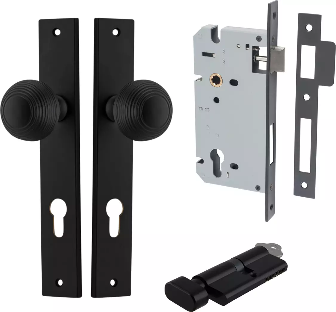 Guildford Knob - Rectangular Entrance Set - Key / Turn - MB