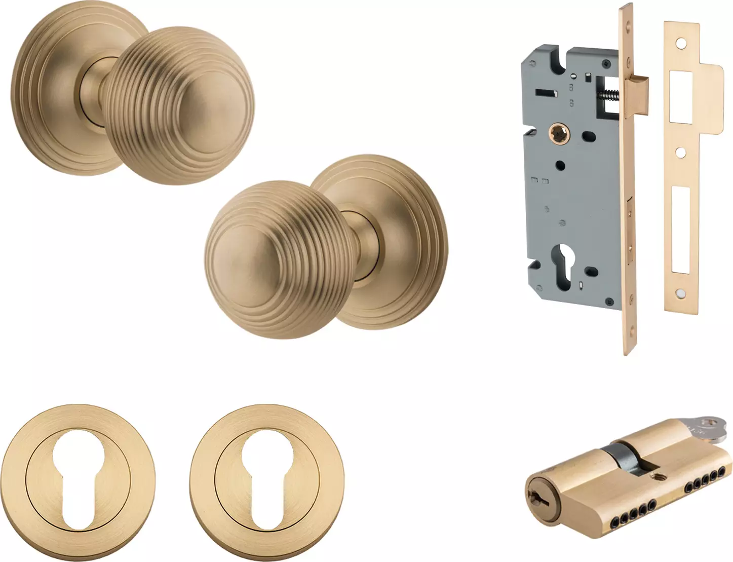 Guildford Knob - Round Rose Entrance Set - Key / Key - BB