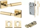 Berlin Lever - Square Rose Entrance Set - Key / Turn - PB