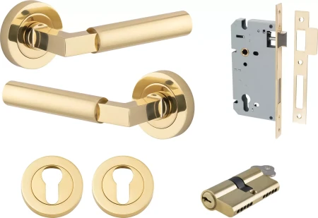 Berlin Lever - Round Rose Entrance Set - Key / Key - PB