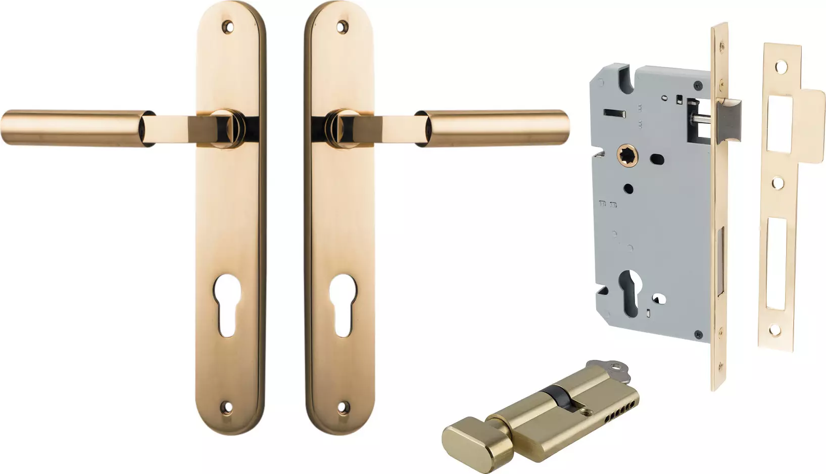 Berlin Lever - Oval Entrance Set - Key / Turn - PB