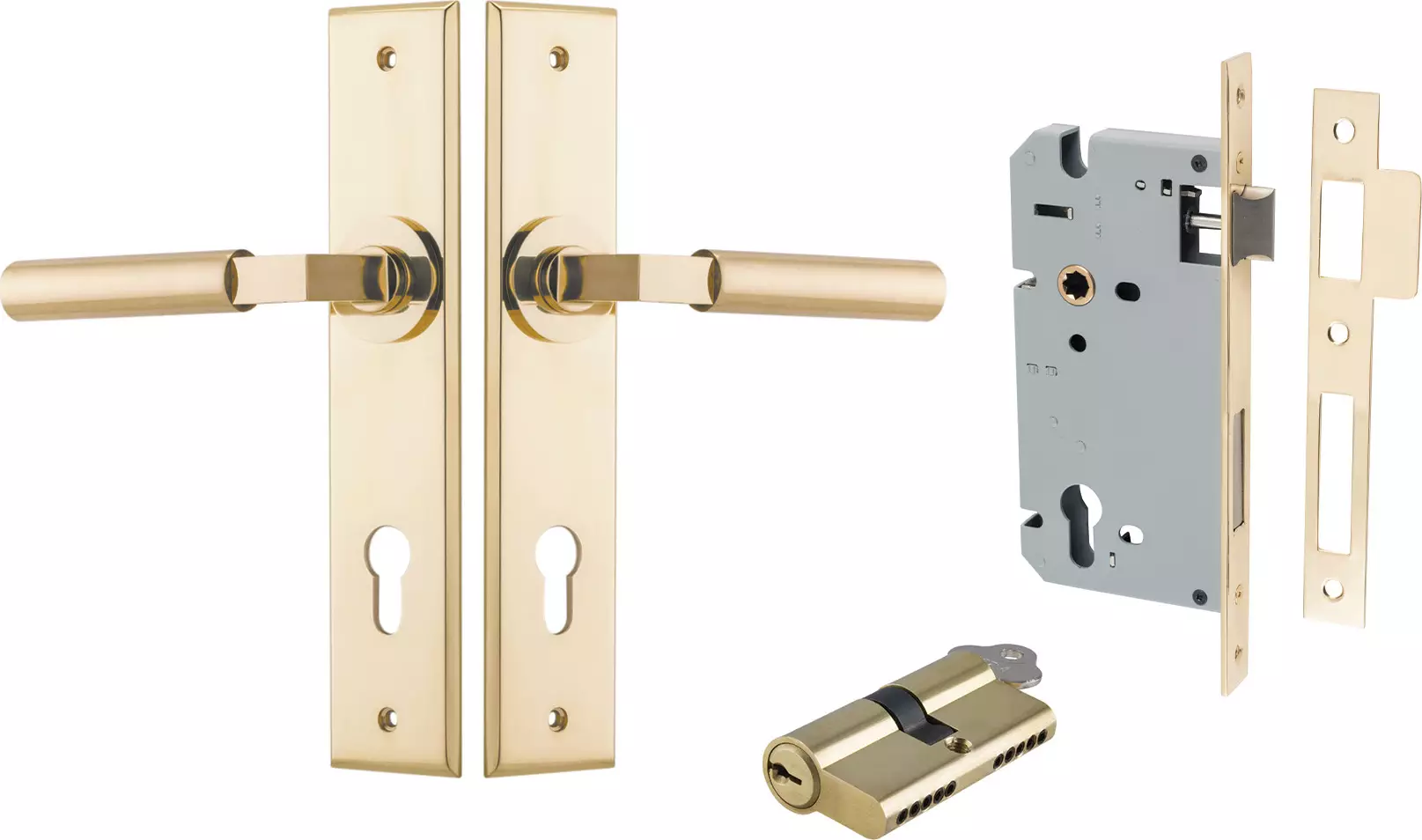 Berlin Lever - Chamfered Entrance Set - Key / Key - PB