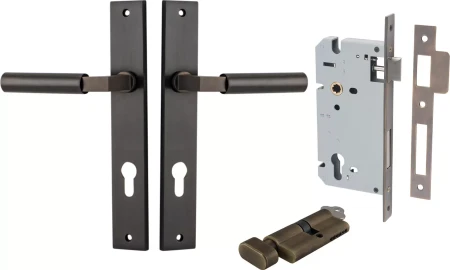 Berlin Lever - Rectangular Entrance Set - Key / Turn - SB