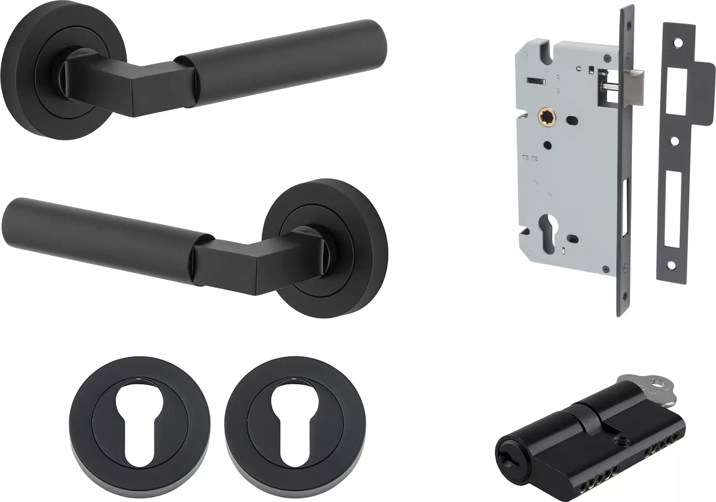 Berlin Lever - Round Rose Entrance Set - Key / Key - MB