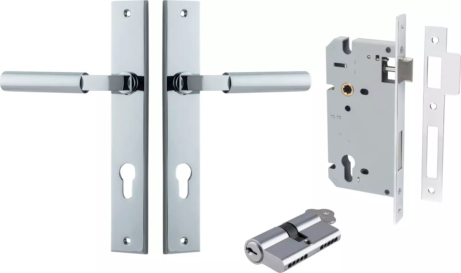 Berlin Lever - Rectangular Entrance Set - Key / Key - CP