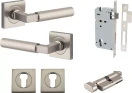 Berlin Lever - Square Rose Entrance Set - Key / Turn - SN