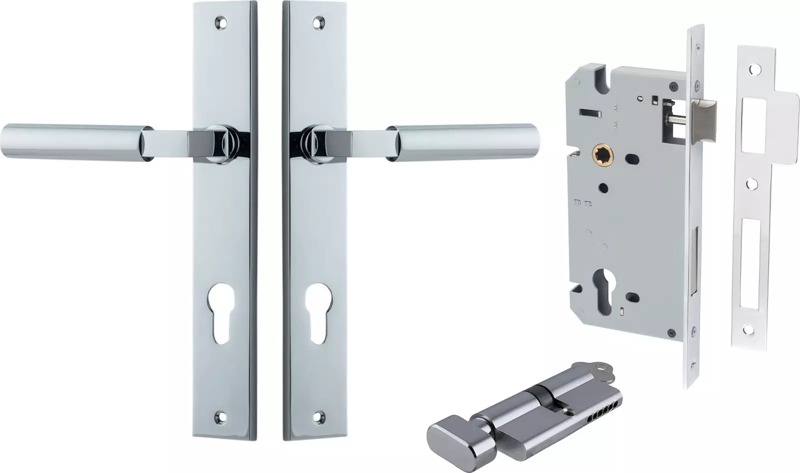 Berlin Lever - Rectangular Entrance Set - Key / Turn - CP
