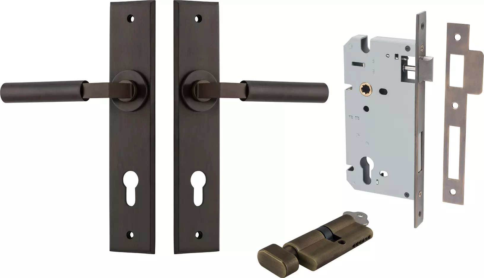Berlin Lever - Chamfered Entrance Set - Key / Turn - SB