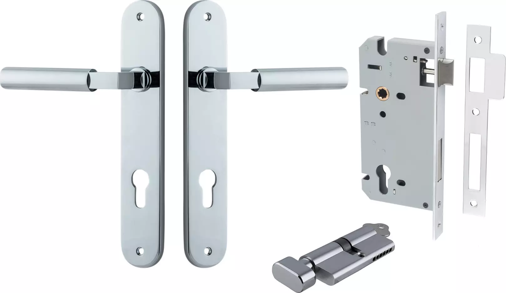 Berlin Lever - Oval Entrance Set - Key / Turn - CP