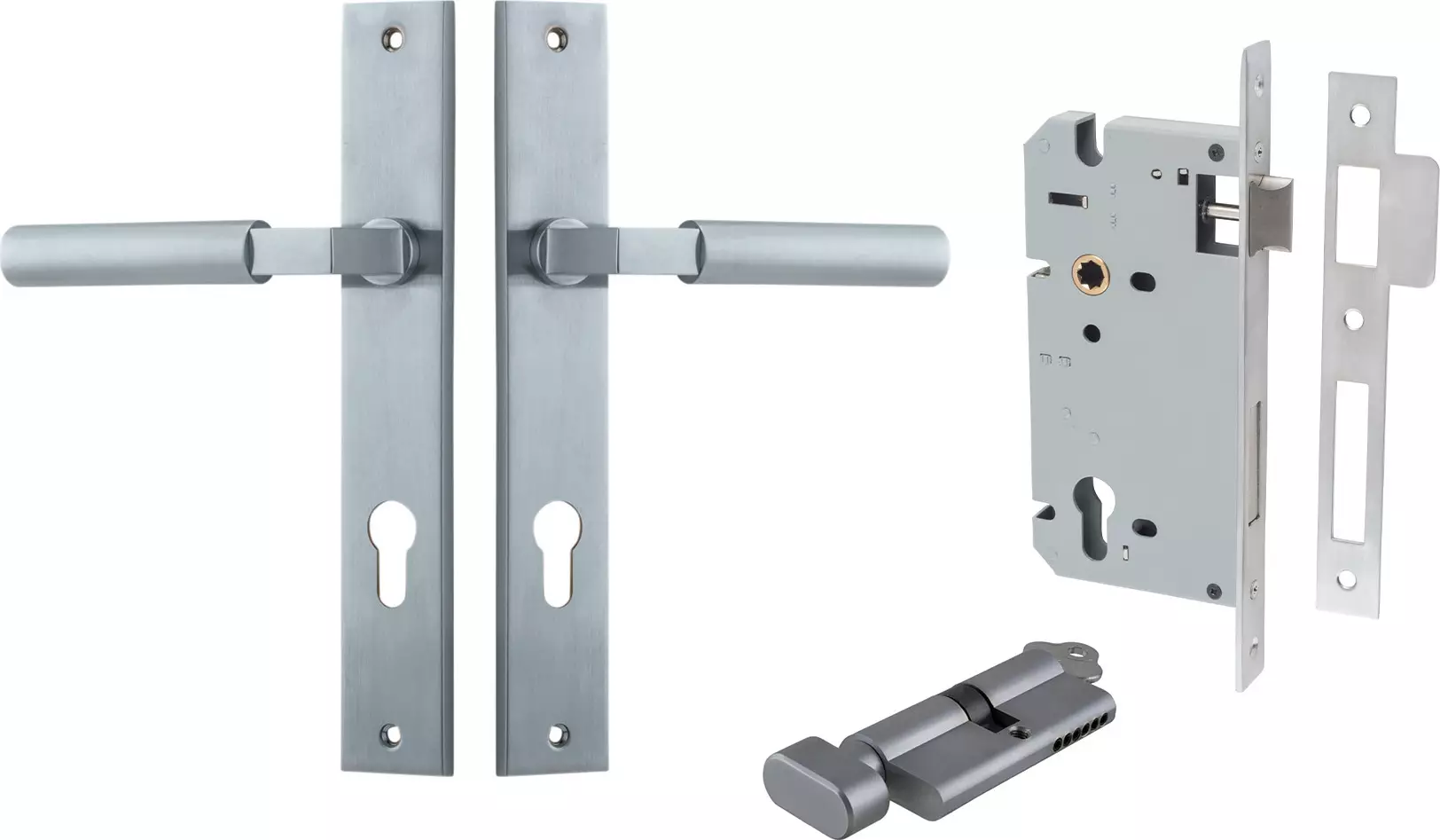 Berlin Lever - Rectangular Entrance Set - Key / Turn - SC
