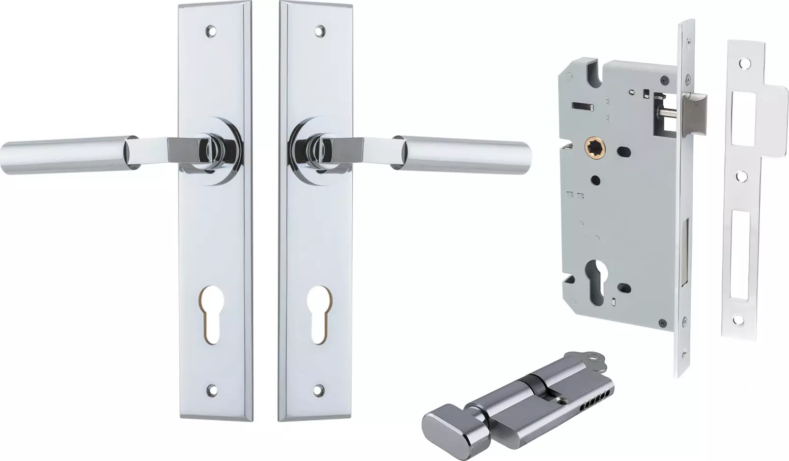Berlin Lever - Chamfered Entrance Set - Key / Turn - CP