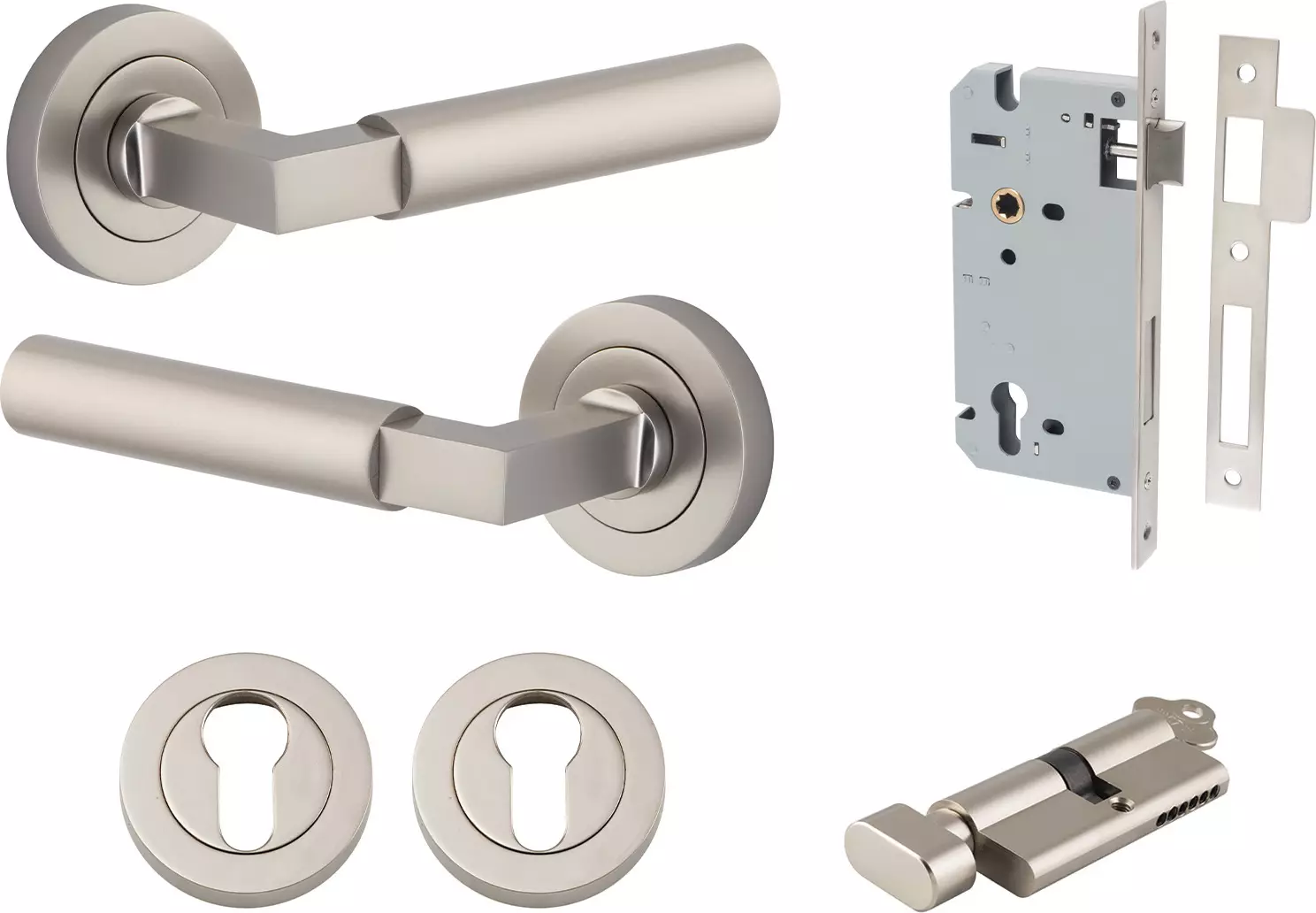 Berlin Lever - Round Rose Entrance Set - Key / Turn - SN