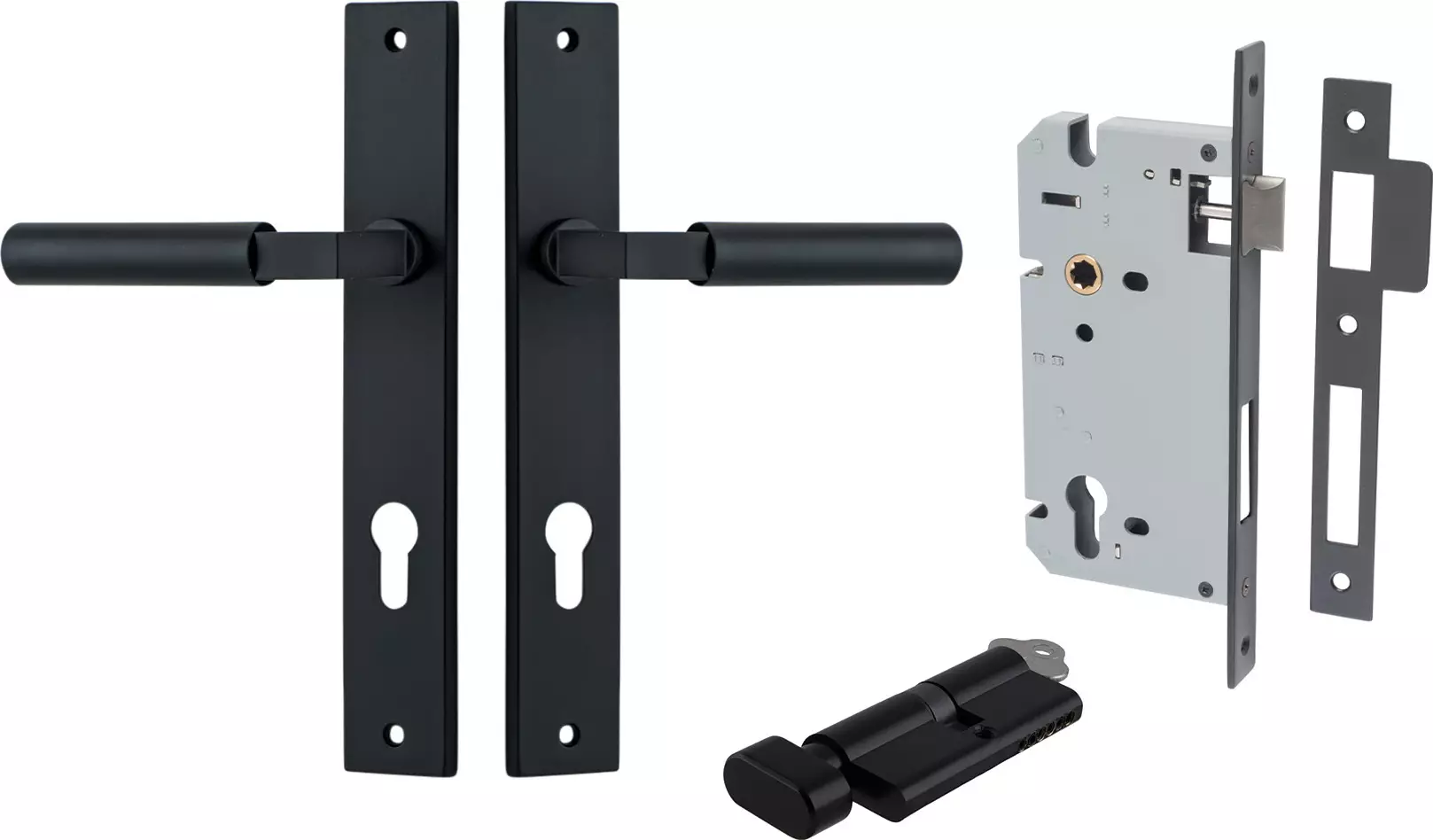Berlin Lever - Rectangular Entrance Set - Key / Turn - MB