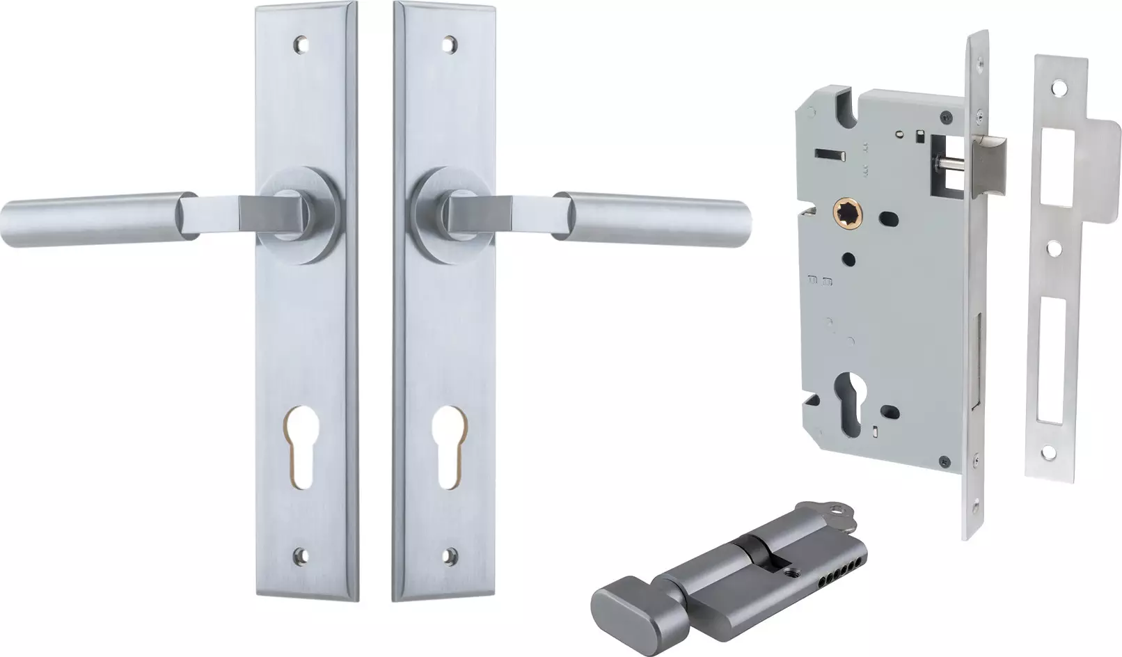 Berlin Lever - Chamfered Entrance Set - Key / Turn - SC