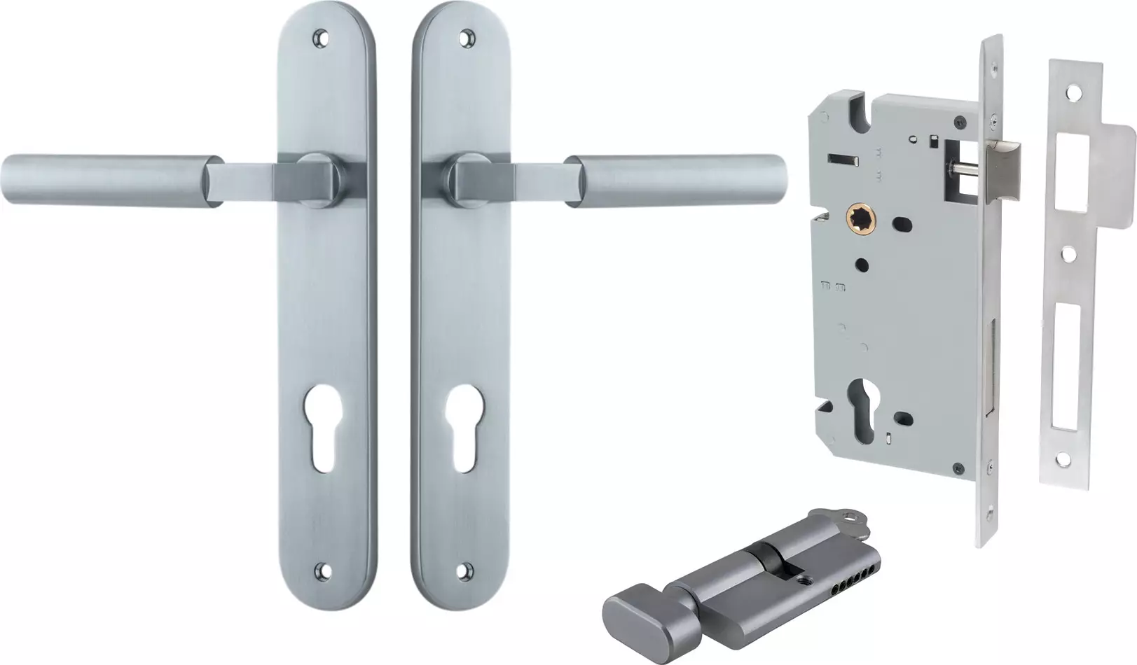 Berlin Lever - Oval Entrance Set - Key / Turn - SC