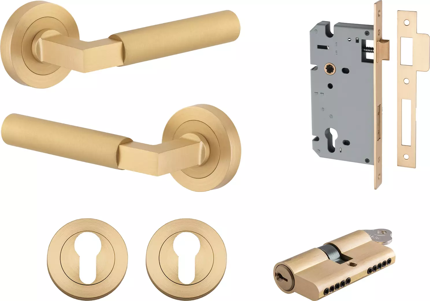 Berlin Lever - Round Rose Entrance Set - Key / Key - BB