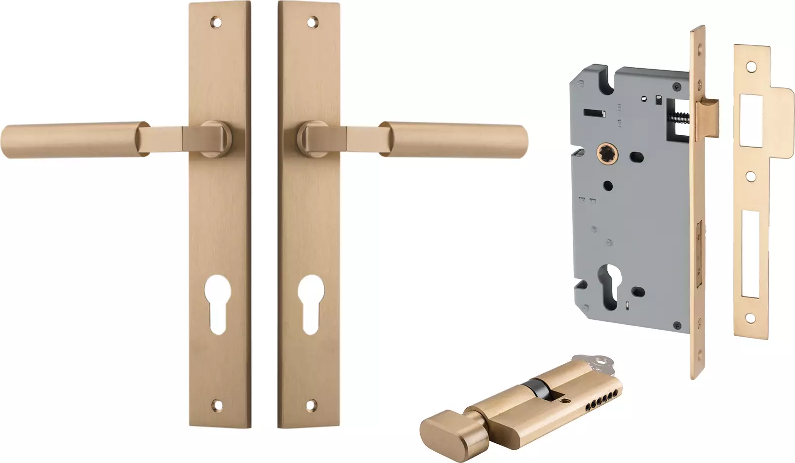 Berlin Lever - Rectangular Entrance Set - Key / Turn - BB
